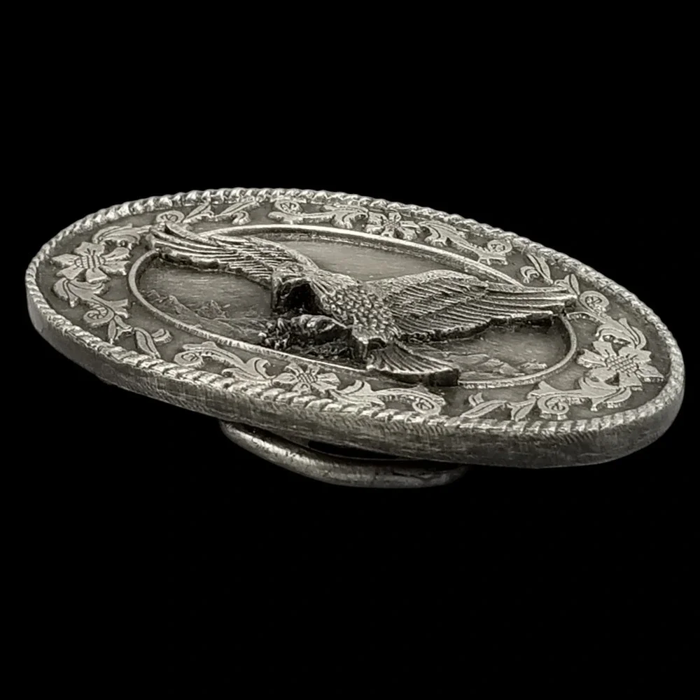 Vintage 1985 Siskiyou Buckle Co Eagle Mountains Western Small Belt Buckle Pewter